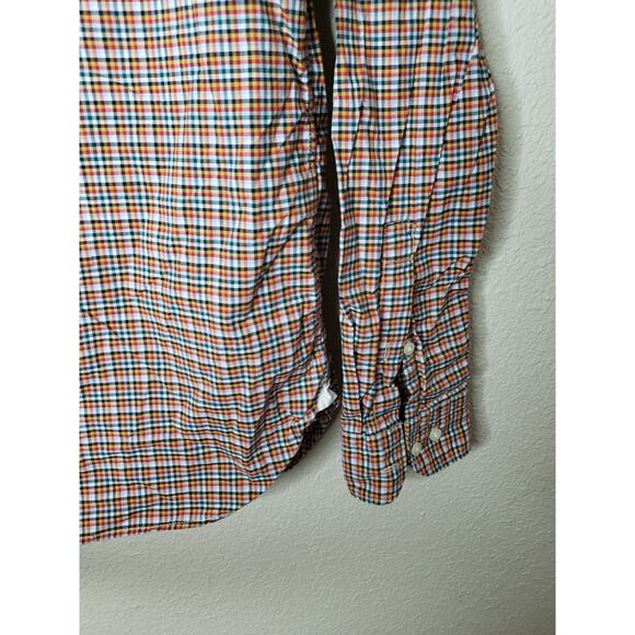 Fossil Men's Long Sleeve Button Down Top Medium Red Yellow Plaid Pocket - Picture 10 of 10